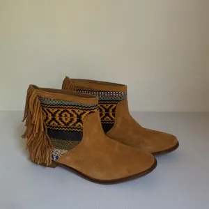 Zara Trafaluc Women’s Fringe Ankle Boots Size 36 Suede Western Boho Booties thumbnail 3
