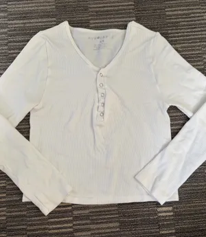 Eye Candy White Longsleeve With Buttons thumbnail 1