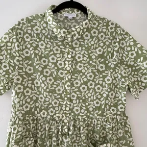 SweetSalt Womens Sage Green Floral Button Down Midi Dress Cotton Pockets Size S thumbnail 2