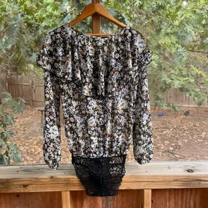 Free People Intimately Say It To Me Floral Print Bodysuit Black Combo Size XS thumbnail 5