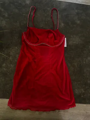 Women's Rhinestone Lingerie Dress - Auden Red thumbnail 11