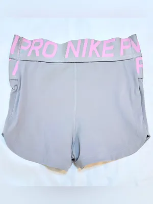 Nike Pro Women’s Mid-Rise 3" Biker Shorts – Thunder Grey/Pink Foam/Metallic – XS thumbnail 7