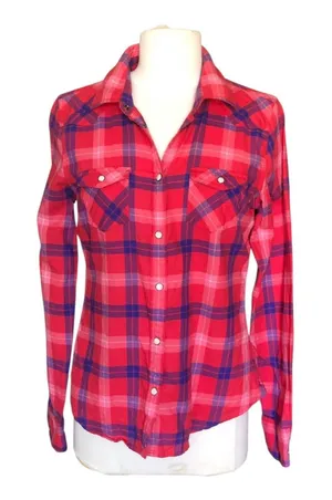 American Eagle Outfitters Plaid Button Up Shirt Red Blue Long Sleeve Small thumbnail 1