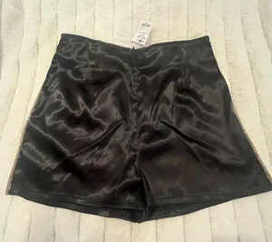 Akira Black Satin Skirt with Gold Accents thumbnail 1