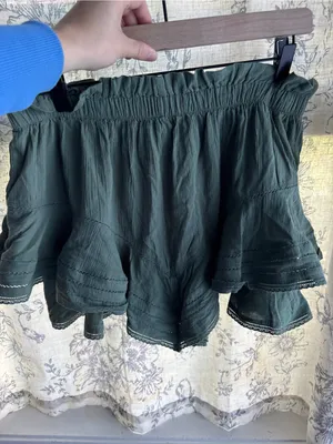 Aerie Tiered Ruffle Eyelet Sage Green Mini Skort thumbnail 3