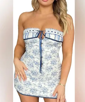 Coquette Floral Mini Strapless Dress thumbnail 1