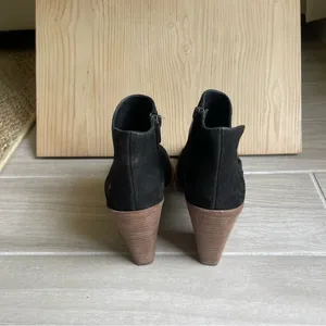 Black Leather Peep Toe Booties thumbnail 5