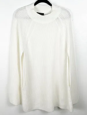 LANE BRYANT White Oversized Arm Openings Knit Poncho Sweater Size 28 Neutral thumbnail 1