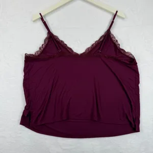 Victoria's Secret Burgundy Lace Trim Cami Top XL‎ Modal Spandex thumbnail 7