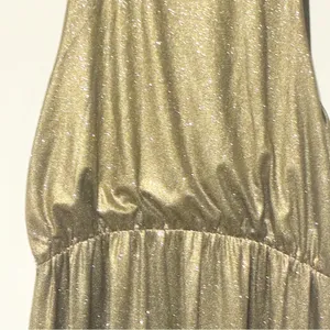 Alice + Olivia Size Large Estelle Gold Mock Neck Dress‎ Sequin Trim thumbnail 3