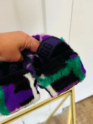Ugg Fluff Yeah Punk Plaid Slide slippers size 8 women's thumbnail 8