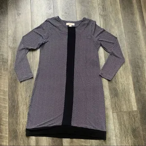 Michael Kors Black and White Diamond Sheath Dress Long Sleeve Stripe Size Medium thumbnail 6