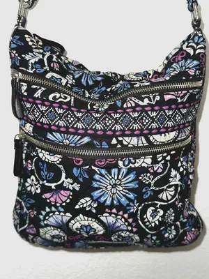 Vera Bradley Triple Zip Hipster Crossbody Shoulder Bag "Bramble" Pattern Adjust thumbnail 1