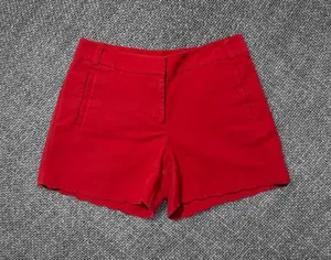Women’s Red Scalloped Hem Cotton Blend Short thumbnail 1