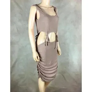 Taupe Cut Out Waist Midi Dress Size Large thumbnail 3