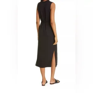 Vince Black Sleeveless Pima Cotton Maxi Waist Tie Dress L Minimal Capsule Luxury thumbnail 3