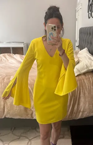 Strut & Bolt Yellow V-Neck Mini Dress thumbnail 1