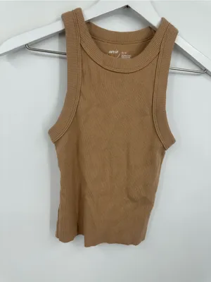 Aerie Tan Cropped Tank Top Size XS Boho Basics Comfy thumbnail 3
