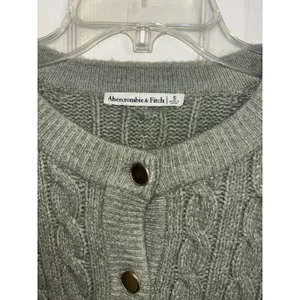 Abercrombie Fitch Fisherman Green Cable Knit Button Cardigan Small Wool Blend thumbnail 3