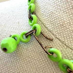 Vintage Lime Green Flower Rhinestone Necklace thumbnail 5