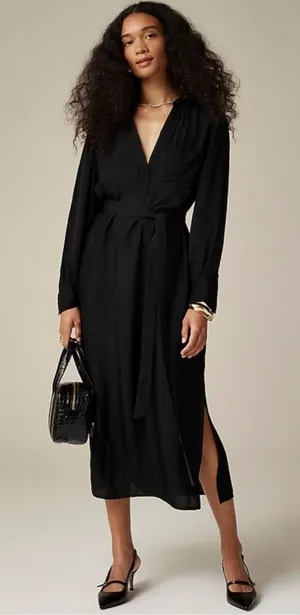 NWT Jcrew Black Midi Long Sleeve Dress thumbnail 1