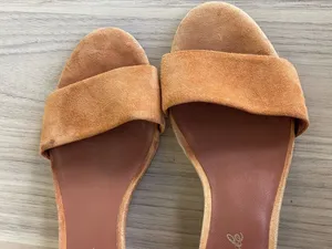 Free People Suede Block Heel Sandals in Cognac thumbnail 9