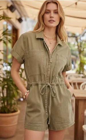 NWOT Free People rhodes chino coverall - moss stone Medium thumbnail 1