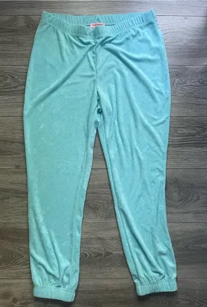 NEW Juicy Couture Blue Turquoise Terrycloth Rhinestone Y2K Joggers Size XL Retro thumbnail 1
