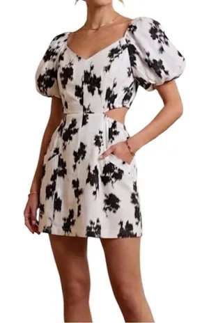 NEW Prabal Gurung 20W Fit Flare Black White Puff Sleeve Sheath Dress thumbnail 1