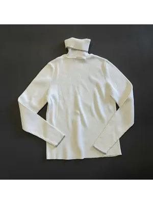 Lauren Ralph Lauren Women's White Rib Knit Preppy Turtleneck Classic Sweater M thumbnail 3