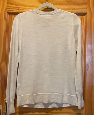 Charter Club cream button sleeve Merino Wool Sweater S NWT thumbnail 4