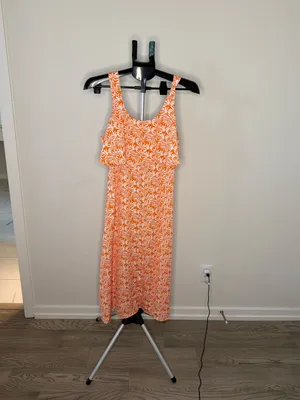 Ann Taylor Factory Orange Tropical Print Maxi Dress Size 6 thumbnail 2