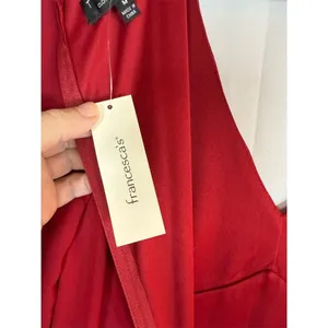 Trixxi Dress Womens M Red Chiffon Ruffle Tiered Mini V-Neck Long Sleeve thumbnail 9