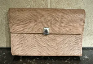 Vintage Lauren Ralph Lauren Tan Leather Embossed Lizard‎ Clutch Wallet thumbnail 1
