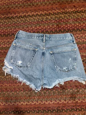 Agolde Light Blue Distressed cut off Jeans Shorts thumbnail 6