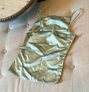 Zara Satin Mint Green Backless Top Size XS thumbnail 1