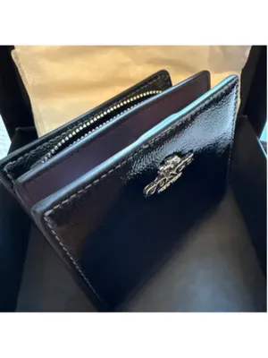 NEW Coach Black Patent Crinkle Leather Snap Wallet CCL79 New in Coach Box thumbnail 5