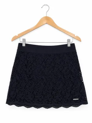 Abercrombie & Fitch Dark Blue Lace Mini Skirt thumbnail 2