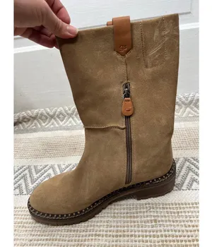 Gentle Souls Tan Suede Mid-Calf Lug Sole Zipper Brody Boots US 9 Kenneth Cole thumbnail 3