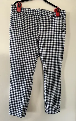 Old Navy Blue White Gingham Check Pixie Ankle Skinny Trouser Pants 16 Preppy thumbnail 1