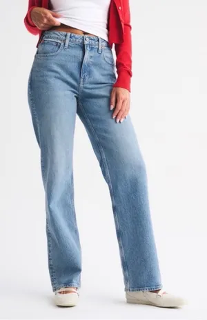 Abercrombie & FitchHigh Rise 90s Relaxed Heart Embroidered Jeans Size 25 Short thumbnail 1