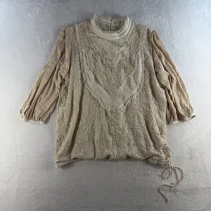 ANTHROPOLOGIE‎ Tiny M Medium Top Finja Embroidered Blouse Romantic Victorian thumbnail 4