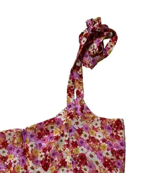 For Love & Lemons Red and Pink Floral Felicia Mini Dress US L thumbnail 11
