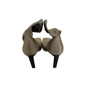 Topshop Olive Green Plissé Square Toe Sock Ankle Boots Stiletto Heel Size‎ 6.5US thumbnail 6