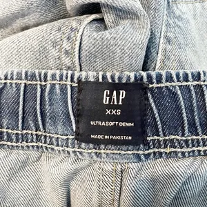 GAP Easy Pull On High Rise Elastic Waist Horseshoe Barrel Jeans Blue XXS thumbnail 3