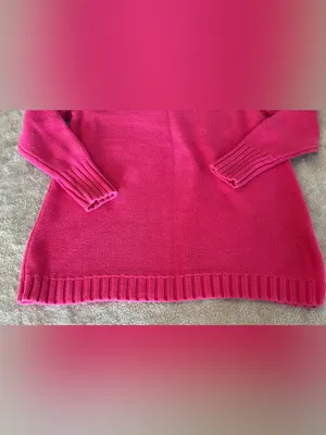 Women’s Long Sleeve V-Neck Pink Sweater Size Large 100% Cotton thumbnail 6