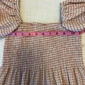 REVOLVE x O.P.T. Athena Smocked Pink Gingham Ruffle Midi Dress Milkmaid Size S thumbnail 12