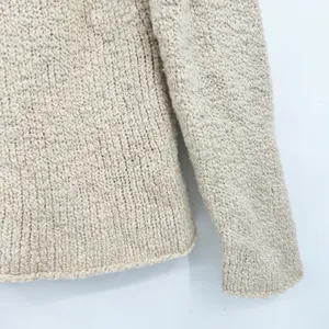 Eileen Fisher Womens Oatmeal Wool Camel Hair Boucle Cowl Neck Sweater‎ Size PL thumbnail 5