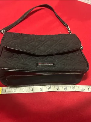 Vera Bradley Quilted Black Shoulder Bag with Patent Trim NEW thumbnail 3