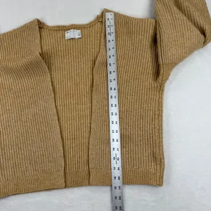ASOS‎ DESIGN Tall Camel Ribbed Chunky Knit Open Front Balloon Sleeve Cardigan 6 thumbnail 6